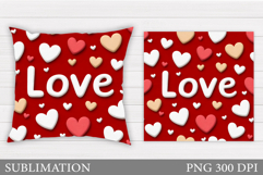 Hearts Pillow Design. Valentines Pillow Sublimation Product Image 1