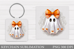 Halloween Ghost Keychain. Halloween Keychain Sublimation Product Image 1