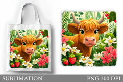 Summer Cow Tote Bag Design. Cute Cow Sublimation Product Image 1