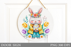 Easter Bunny Door Sign Sublimation. Easter Door Sign Design Product Image 1