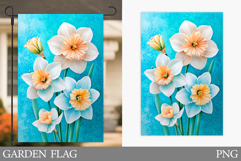 Daffodils Garden Flag Sublimation. Floral Garden Flag Design Product Image 1