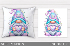 Iridescent Gnome Pillow. Valentines Gnome Pillow Design Product Image 1
