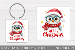 Cute Penguin Keychain Design. Christmas Keychain Sublimation Product Image 1