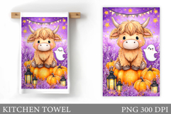 Halloween Cow Kitchen Towel. Halloween Cow Sublimation Product Image 1
