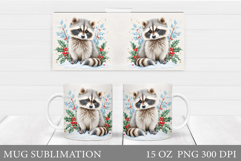 Christmas Raccoon Mug Design. Christmas Mug Sublimation Product Image 1