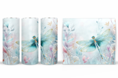 Dragonfly Tumbler Sublimation. Flowers Tumbler Wrap Design Product Image 2