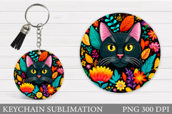 Cute Cat Keychain Design. Cute Cat Sublimation Product Image 1