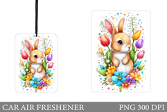 Spring Bunny Car Air Freshener. Cute Bunny Sublimation Product Image 1