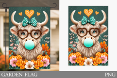 Fall Cow Garden Flag Design. Fall Garden Flag Sublimation Product Image 1
