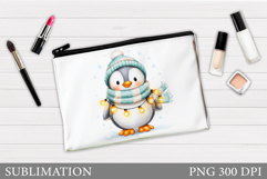 Penguin Cosmetics Bag. Christmas Makeup Bag Design Product Image 1