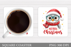 Christmas Penguin Coaster. Christmas Coaster Sublimation Product Image 1