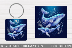 Whale Keychain Sublimation. Whale Sublimation Product Image 1