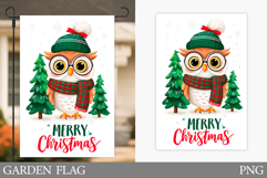 Christmas Owl Garden Flag. Christmas Garden Flag Sublimation Product Image 1