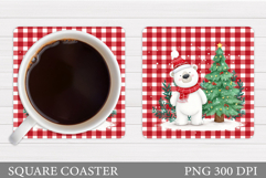 Polar Bear Coaster Design. Christmas Coaster Sublimation Product Image 1