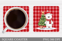 Polar Bear Coaster Design. Christmas Coaster Sublimation Product Image 1