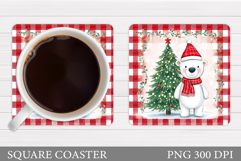 Polar Bear Coaster Design. Christmas Coaster Sublimation Product Image 1