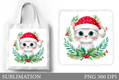 Christmas Cat Tote Bag. Christmas Tote Bag Sublimation Product Image 1