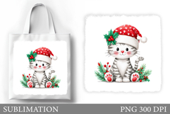 Christmas Cat Tote Bag. Christmas Tote Bag Sublimation Product Image 1