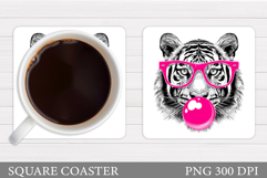 Tiger Coaster Design. Tiger Sublimation Product Image 1
