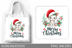 Christmas Cat Tote Bag. Christmas Tote Bag Sublimation Product Image 1