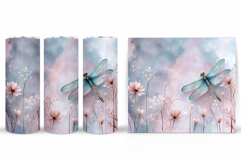 Dragonfly Tumbler Sublimation. Flowers Tumbler Wrap Design Product Image 2