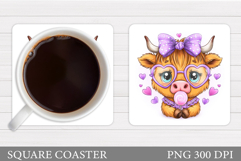 Valentines Cow Coaster Design. Valentines Square Coaster Product Image 1