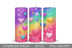 Colorful Hearts Tumbler Design. Valentines Tumbler Design Product Image 1