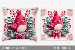 Cardinal Pillow Design. Christmas Pillow Sublimation Product Image 1