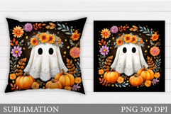 Cute Ghost Pillow Design. Cute Ghost Sublimation Product Image 1
