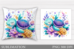 Sea Turtle Pillow Design. Cute Turtle Sublimation Product Image 1