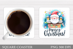 Cute Santa Coaster Sublimation. Santa Claus Coaster Design Product Image 1
