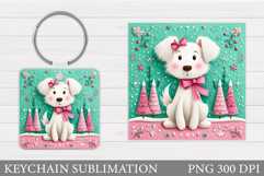 Christmas Dog Keychain. Christmas Keychain Sublimation Product Image 1