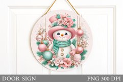 Christmas Snowman Door Sign. Christmas Door Sign Design Product Image 1