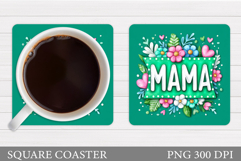 Mother's Day Coaster Design. Flowers Coaster Sublimation Product Image 1
