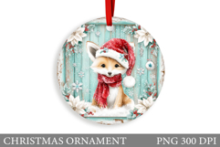 Cute Fox Christmas Ornament. Christmas Ornament Sublimation Product Image 1