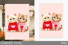 Valentines Cat Garden Flag. Valentines Garden Flag Design Product Image 1