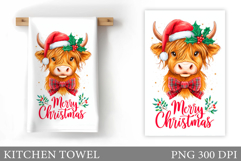 Christmas Cow Kitchen Towel Design. Christmas Kitchen Towel Product Image 1