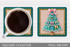 Crochet Christmas Tree Coaster. Christmas Coaster Design Product Image 1