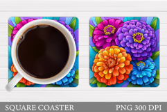 Floral Coaster Sublimation. Flowers Coaster Design Product Image 1