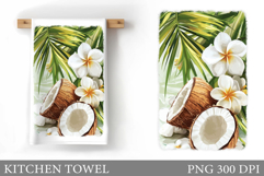 Coconut Kitchen Towel. Flowers Kitchen Towel Design Product Image 1