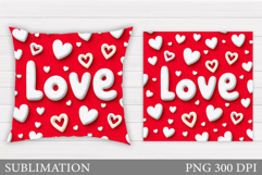 Hearts Pillow Design. Valentines Pillow Sublimation Product Image 1