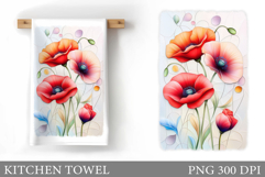 Floral Kitchen Towel Design. Flowers Kitchen Towel Product Image 1