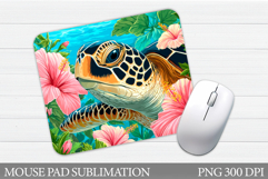 Turtle Mouse Pad Sublimation. Sea Mouse Pad Design Product Image 1