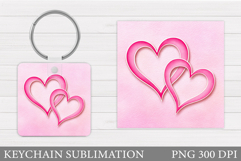 Heart Keychain Design. Valentine Keychain Sublimation Product Image 1