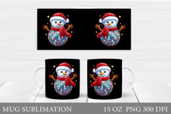 Disco Snowman Mug Design. Christmas Mug Sublimation Product Image 1