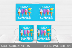 Summer Mug Sublimation. Hello Summer Mug Wrap Design Product Image 1