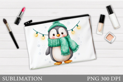 Penguin Cosmetics Bag. Christmas Makeup Bag Sublimation Product Image 1