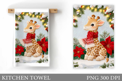 Cute Giraffe Kitchen Towel. Christmas Kitchen Towel Design Product Image 1