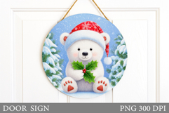Polar Bear Door Sign Design. Christmas Door Sign Sublimation Product Image 1