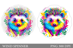 Cute Hedgehog Wind Spinner. Hedgehog Sublimation Product Image 1